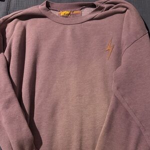 Aviator Nation Mauve Crewneck Sweater with Lightning Bolt
